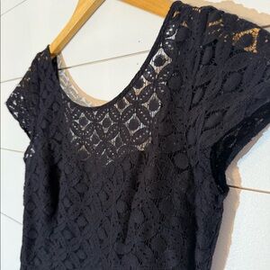 WHBM Classic Black Lace Fit-and-Flare Dress